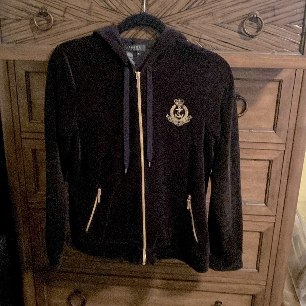 Ralph Lauren Velvet Black Zippered Jacket (M)